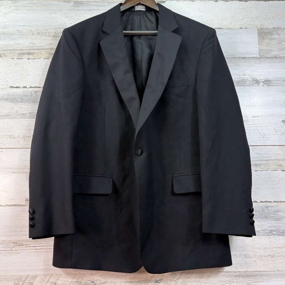 Jos A Bank Mens 44L Black 100% Wool Notch Lapel Tuxedo Formal Jacket Blazer NWT
